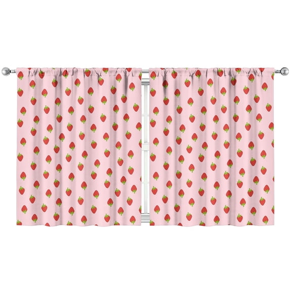Nursery Curtains Boys Girls Kids Cute Red Strawberry Print Pattern Window Drapes for Living Bedroom Playroom Room Decor Rod Pocket 52x63 Inch 2 Panels