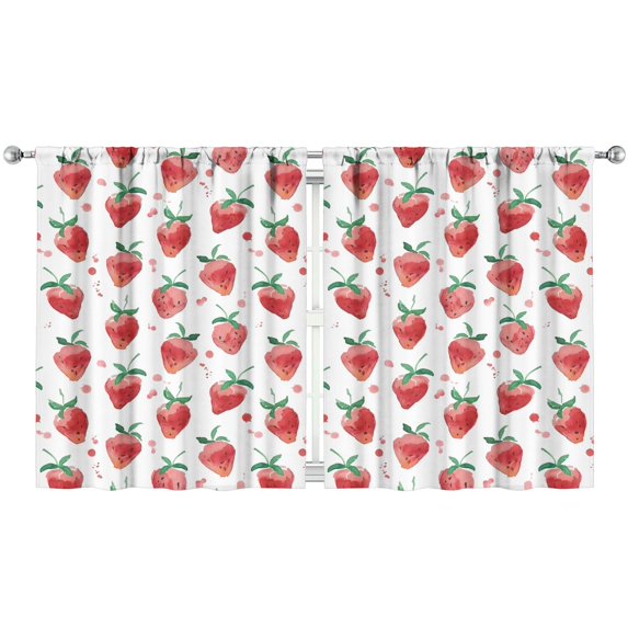 Nursery Curtains Boys Girls Kids Cute Red Strawberry Print Pattern Window Drapes for Living Bedroom Playroom Room Decor Rod Pocket 52x63 Inch 2 Panels