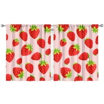 Nursery Curtains Boys Girls Kids Cute Red Strawberry Print Pattern Window Drapes for Living Bedroom Playroom Room Decor Rod Pocket 52x63 Inch 2 Panels