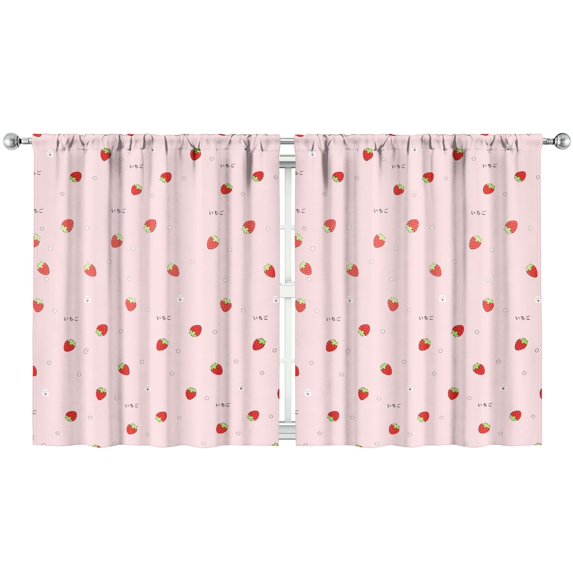 Nursery Curtains Boys Girls Kids Cute Red Strawberry Print Pattern Window Drapes for Living Bedroom Playroom Room Decor Rod Pocket 52x63 Inch 2 Panels