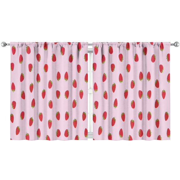 Nursery Curtains Boys Girls Kids Cute Red Strawberry Print Pattern Window Drapes for Living Bedroom Playroom Room Decor Rod Pocket 52x63 Inch 2 Panels