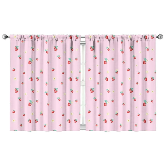 Nursery Curtains Boys Girls Kids Freshly Picked Strawberries Print Pattern Window Drapes for Living Bedroom Playroom Room Decor Rod Pocket 42x54 Inch 2 Panels
