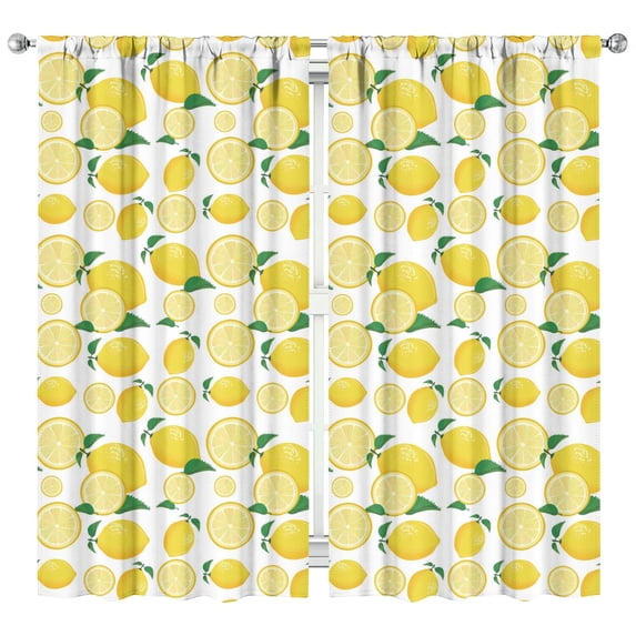 Nursery Curtains Boys Girls Kids Lemon with Lemon Slice Pattern Print Pattern Window Drapes for Living Bedroom Playroom Room Decor Rod Pocket 42x84Inch 2 Panels