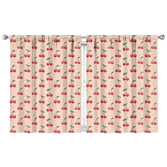 Nursery Curtains Boys Girls Kids Red Fruit Cherry Print Pattern Window Drapes for Living Bedroom Playroom Room Decor Rod Pocket 42x54Inch 2 Panels