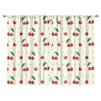 Nursery Curtains Boys Girls Kids Red Fruit Cherry Print Pattern Window Drapes for Living Bedroom Playroom Room Decor Rod Pocket 52x84Inch 2 Panels