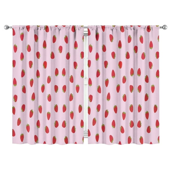 Nursery Curtains Boys Girls Kids Red Strawberry Fruits Print Pattern Window Drapes for Living Bedroom Playroom Room Decor Rod Pocket 52x84 Inch 2 Panels