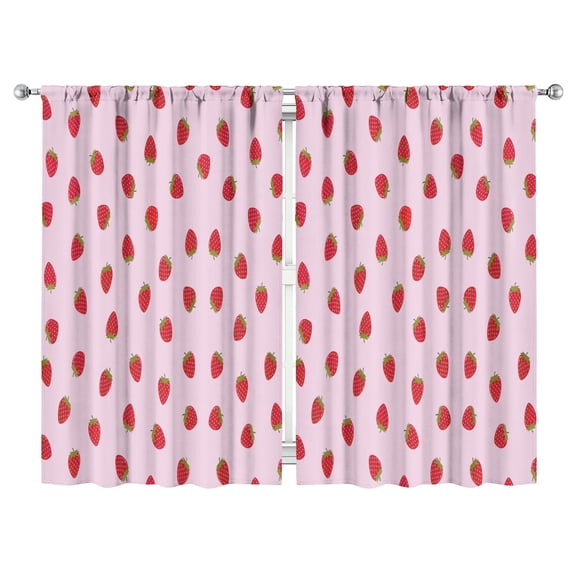 Nursery Curtains Boys Girls Kids Red Strawberry Fruits Print Pattern Window Drapes for Living Bedroom Playroom Room Decor Rod Pocket 52x84 Inch 2 Panels