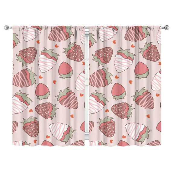 Nursery Curtains Boys Girls Kids Red Strawberry Fruits Print Pattern Window Drapes for Living Bedroom Playroom Room Decor Rod Pocket 52x84 Inch 2 Panels