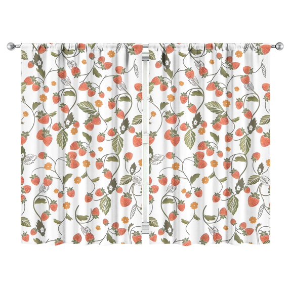 Nursery Curtains Boys Girls Kids Red Strawberry Fruits Print Pattern Window Drapes for Living Bedroom Playroom Room Decor Rod Pocket 52x84 Inch 2 Panels