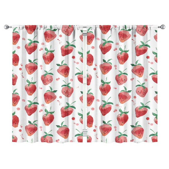 Nursery Curtains Boys Girls Kids Red Strawberry Fruits Print Pattern Window Drapes for Living Bedroom Playroom Room Decor Rod Pocket 52x84 Inch 2 Panels