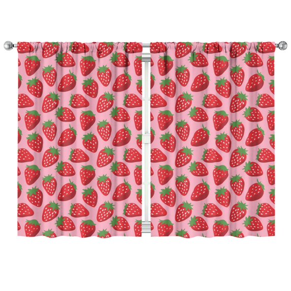 Nursery Curtains Boys Girls Kids Seamless Strawberry Print Pattern Window Drapes for Living Bedroom Playroom Room Decor Rod Pocket 42x63 Inch 2 Panels