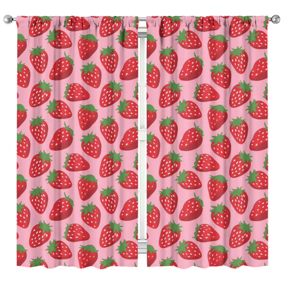 Nursery Curtains Boys Girls Kids Seamless Strawberry Print Pattern Window Drapes for Living Bedroom Playroom Room Decor Rod Pocket 42x84 Inch 2 Panels