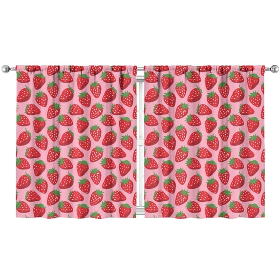Nursery Curtains Boys Girls Kids Seamless Strawberry Print Pattern Window Drapes for Living Bedroom Playroom Room Decor Rod Pocket 52x63 Inch 2 Panels