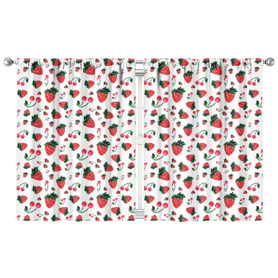Nursery Curtains Boys Girls Kids Strawberry and Cherry Fruit White Print Pattern Window Drapes for Living Bedroom Playroom Room Decor Rod Pocket 42x54Inch 2 Panels