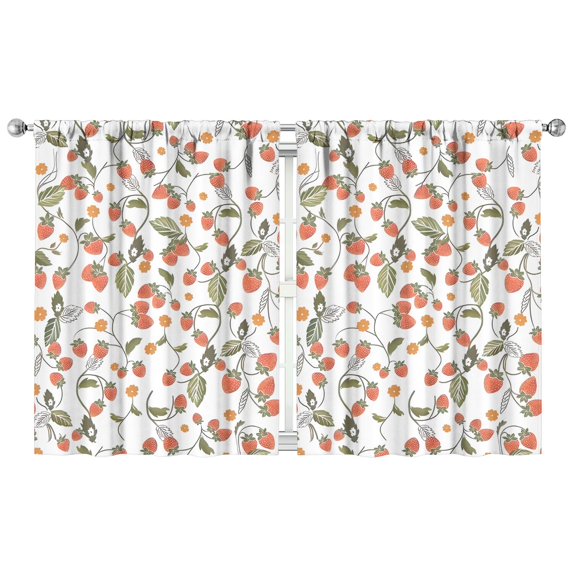 Nursery Curtains Boys Girls Kids Strawberry Print Pattern Window Drapes for Living Bedroom Playroom Room Decor Rod Pocket 42x54 Inch 2 Panels