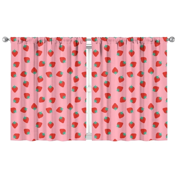 Nursery Curtains Boys Girls Kids Strawberry Print Pattern Window Drapes for Living Bedroom Playroom Room Decor Rod Pocket 42x54 Inch 2 Panels