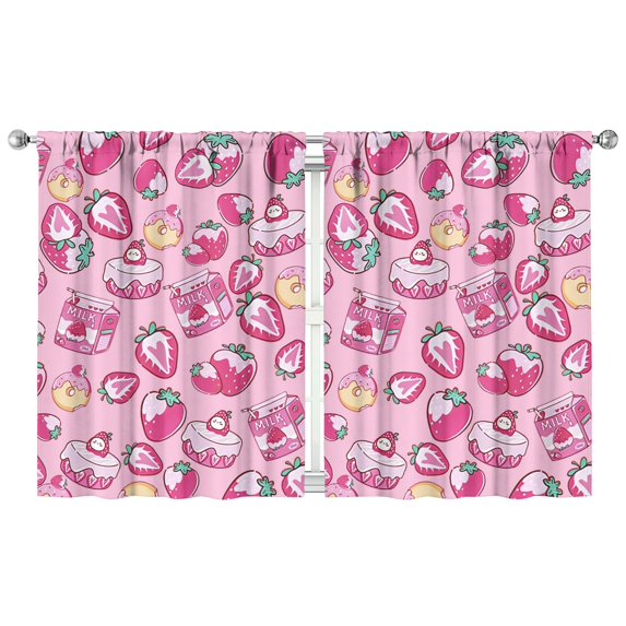 Nursery Curtains Boys Girls Kids Strawberry Print Pattern Window Drapes for Living Bedroom Playroom Room Decor Rod Pocket 42x54 Inch 2 Panels