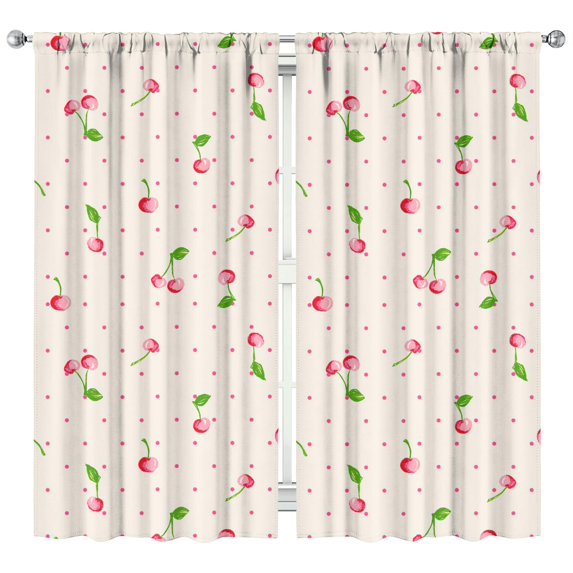 Nursery Curtains Boys Girls Kids Vintage Cherry Print Pattern Window Drapes for Living Bedroom Playroom Room Decor Rod Pocket 42x84Inch 2 Panels