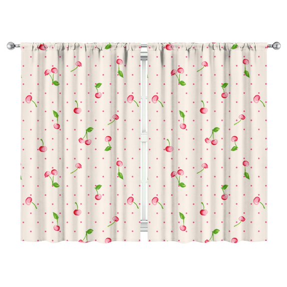 Nursery Curtains Boys Girls Kids Vintage Cherry Print Pattern Window Drapes for Living Bedroom Playroom Room Decor Rod Pocket 52x84Inch 2 Panels