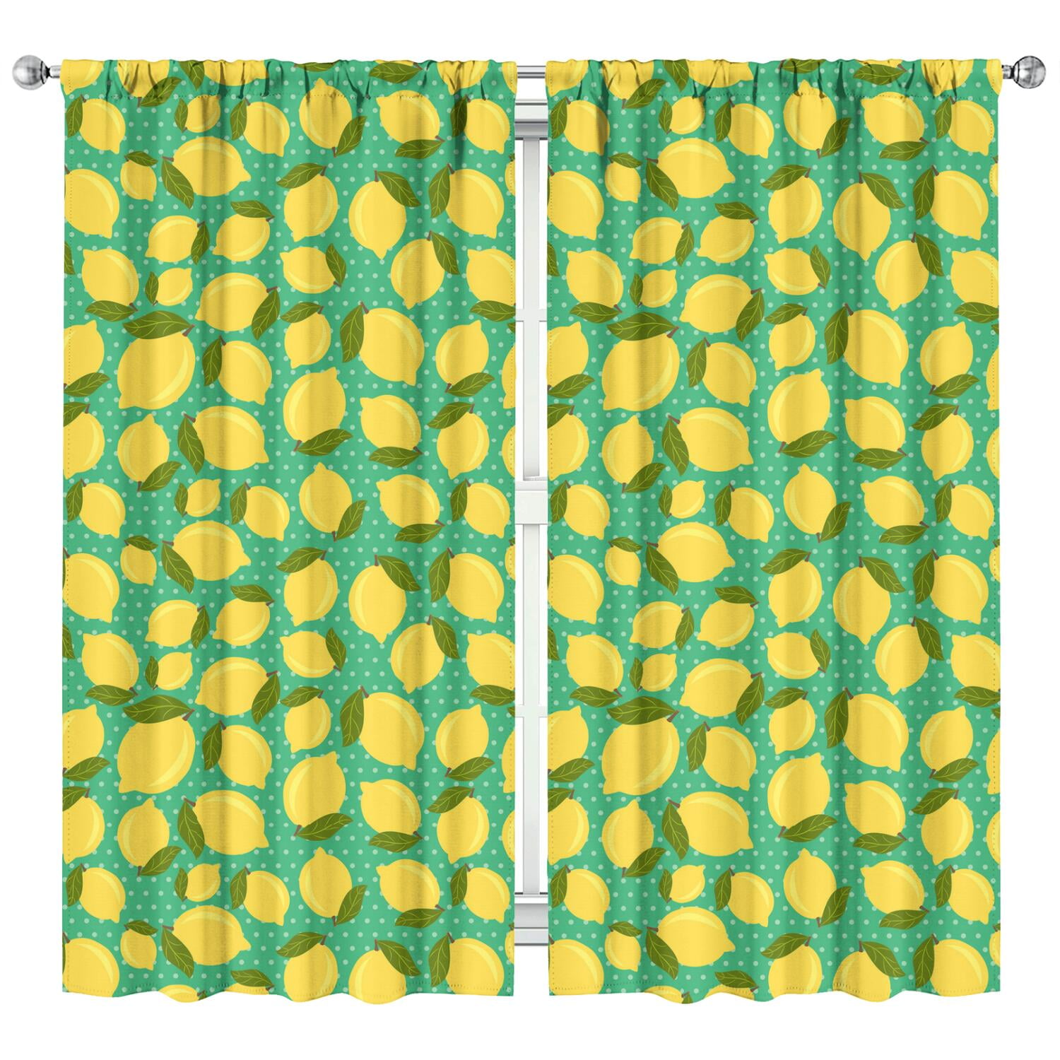 Nursery Curtains Boys Girls Kids Vintage Lemon Tropical Fruit Print
