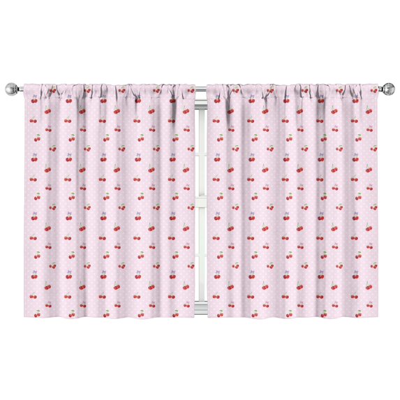 Nursery Curtains Boys Girls Kids Wild Cherry Red Fruit Pink Color Print Pattern Window Drapes for Living Bedroom Playroom Room Decor Rod Pocket 42x54Inch 2 Panels