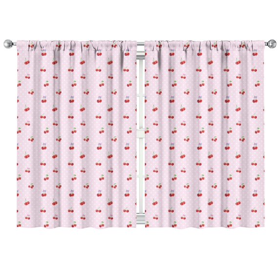 Nursery Curtains Boys Girls Kids Wild Cherry Red Fruit Pink Color Print Pattern Window Drapes for Living Bedroom Playroom Room Decor Rod Pocket 42x63Inch 2 Panels