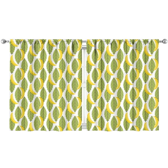 Nursery Curtains Boys Girls Kids Yellow Banana Green Leaf Print Pattern Window Drapes for Living Bedroom Playroom Room Decor Rod Pocket 52x63 Inch 2 Panels