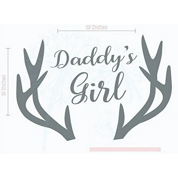 Nursery Décor Daddy's Girl Antlers Wall Decals Stickers 23x16-Inch Storm Gray