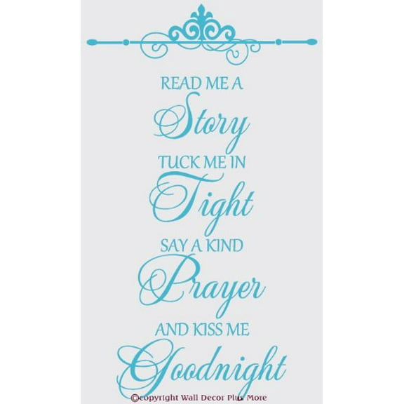 Nursery Dcor Read a Story Kiss Me Goodnight Baby Wall Decals Poem, 23x13-Inch Geyser Blue