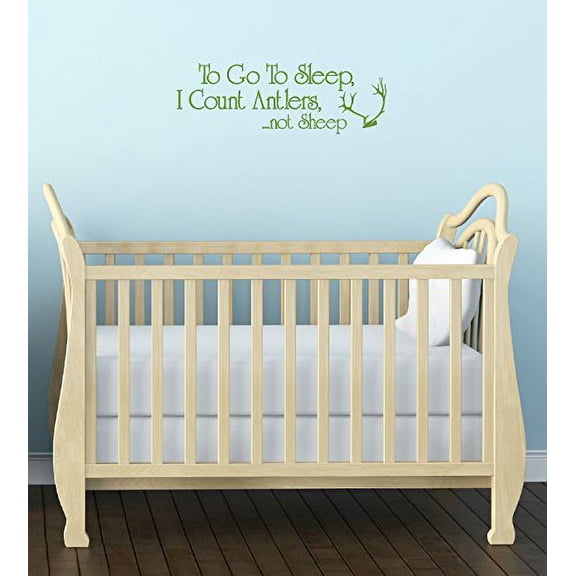 Nursery Dcor To Go to Sleep I Count Antlers Vinyl Wall Decals Sticker, 23x8-Inch, Olive Green