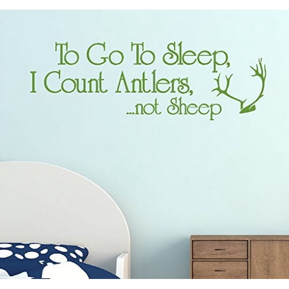 Nursery Dcor To Go to Sleep I Count Antlers Wall Decals Sticker, 33x11-Inch, Olive Green