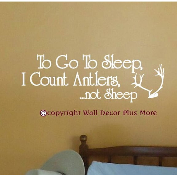 Nursery Dcor To Go to Sleep I Count Antlers Wall Decals Vinyl Quote, 23x8-Inch, White