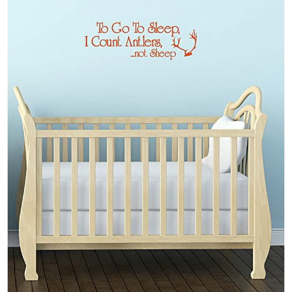 Nursery Décor To Go to Sleep I Count Antlers Wall Decals Vinyl Sticker, 23x8-Inch, Orange