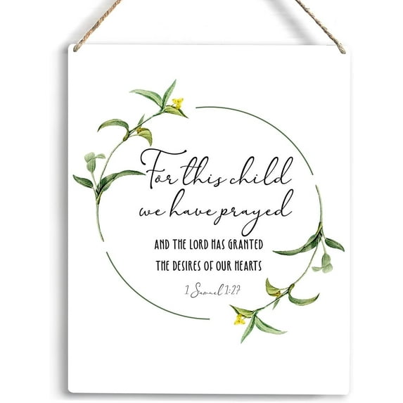 Nursery Decor for Girls Boys Baby Girl Room Decor for Nursery Christian Nursery Wall Art This Child I Have Prayed Wooden Hanging Sign Bible Verse Wall Art Sign for Kids Home 8x10 Inch