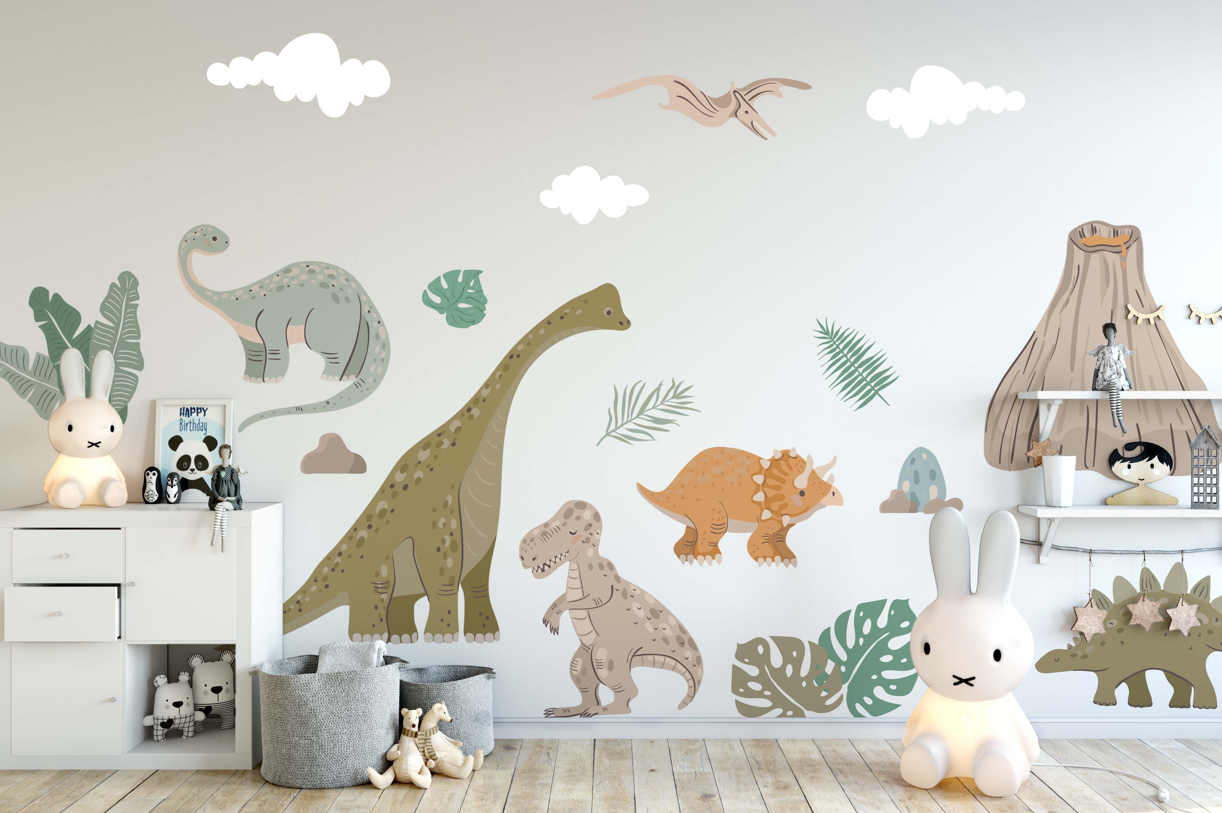 Nursery Decor Dinosaurs Wall Decals, Tropical Decor, for all ages COM1 ...
