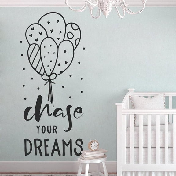 Nursery Decor, Quotes Chase Your Dreams Wall Vinyl Sticker, Cute Balloons Decoration, Baby Shower,Gifts DIY Murals 42x93cm