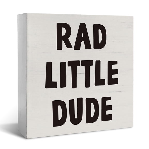 Nursery Desk Decor Wood Box Sign, Rad Little Dude Room Sign, Kids Boys Girls Bedroom Playroom Table Desk Decoration,