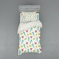 thumbnail image 1 of Ambesonne Cartoon Bedding Set 3 Pcs, Seahorse Crabs Fish, Twin, Teal Mustard Dark Coral, 1 of 2