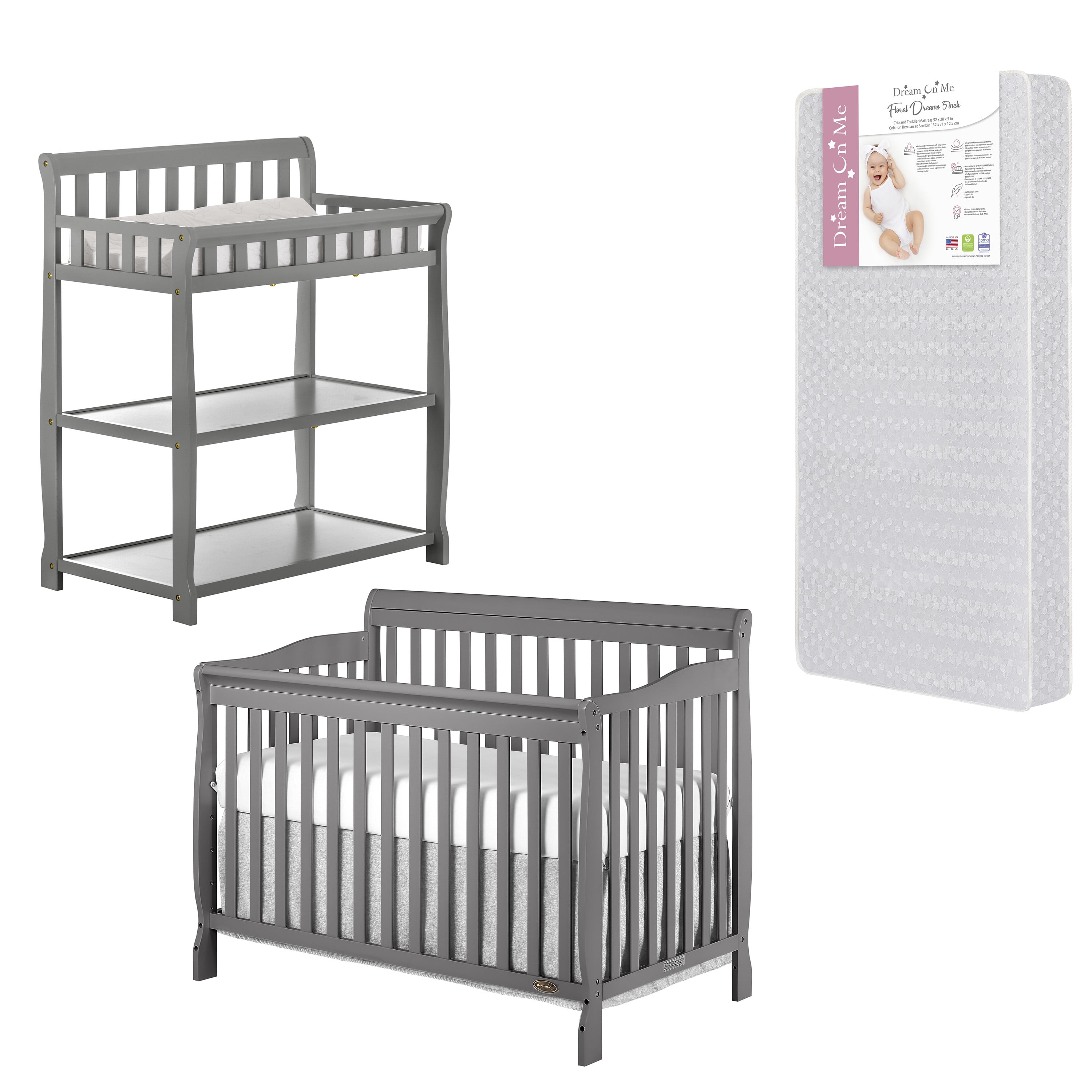 Nursery Essentials Bundle of Dream On Me Ashton 5in1 Convertible Crib