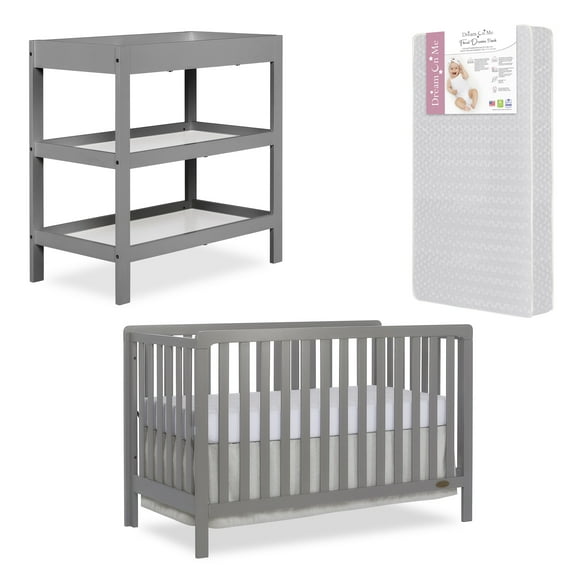 Nursery Essentials Bundle of Dream On Me Ridgefield 5-in-1 Convertible Crib, Dream On Me Ridgefield Changing Table, with a Dream On Me Honeycomb Orthopedic Firm Fiber Standard Crib Mattress