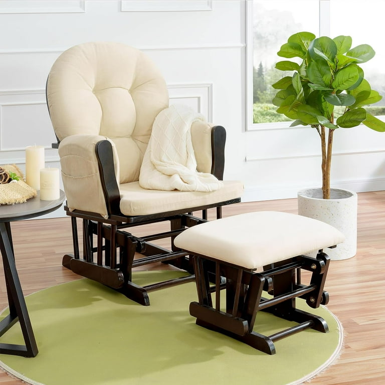 Nursery Glider Ottoman Sets Reclining Glider Rocker with Ottoman Nursery Rocking Breastfeeding Maternity Chair for Baby Room Recliner Glider with Ottoman Padded Arms Espresso Cream Walmart