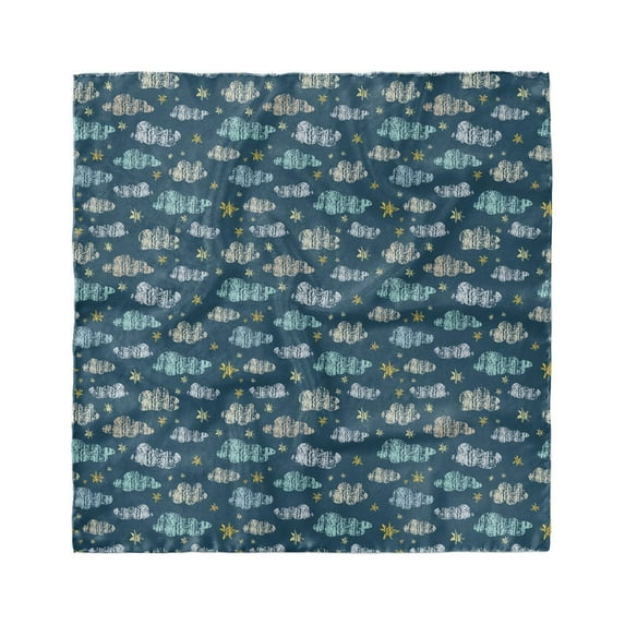 Nursery Head Scarf, Grunge Clouds and Stars, Head Wrap, 3 Sizes, by Ambesonne