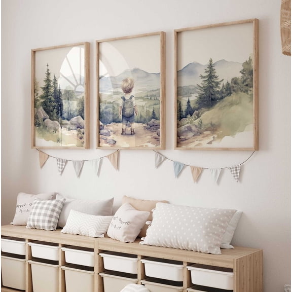 Nursery Nature Decor Boy Adventure Nursery Adventure Theme Toddler Room Decor Set 3 Stretched Canvas 12x18
