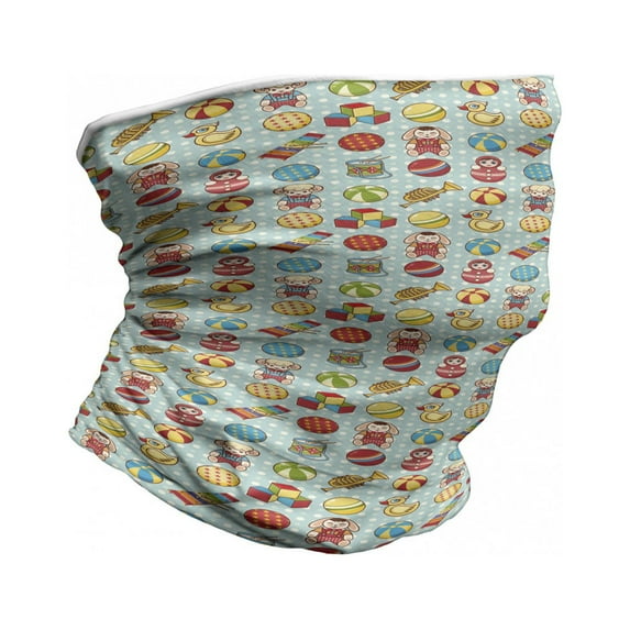 Nursery Neck Gaiter, Vintage Children`s Toys, Unisex, Multicolor, by Ambesonne