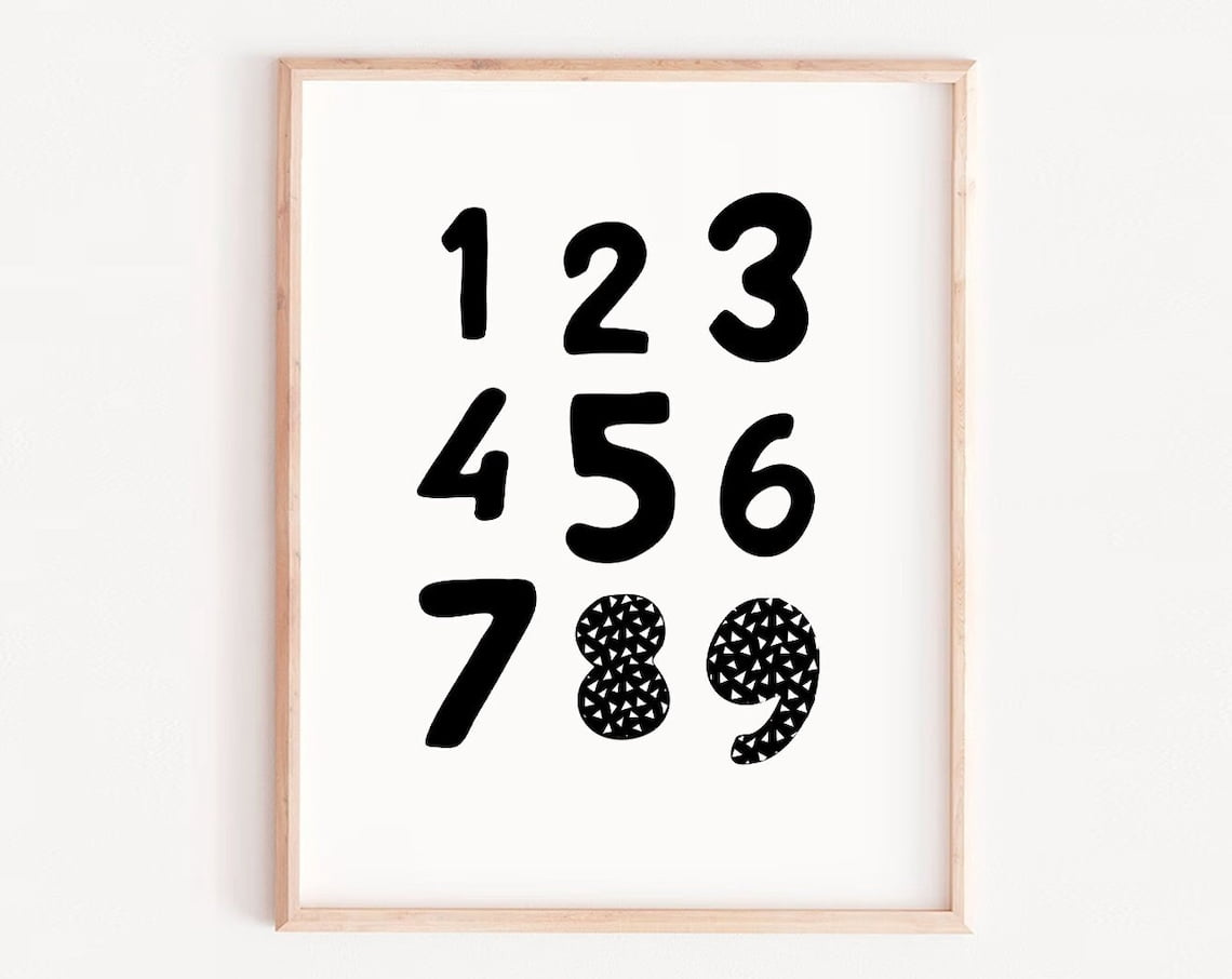 Nursery Numbers Print, Nursery Numbers Art, Black White Numbers ...
