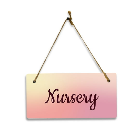Nursery (Peach Blush) 5x10 Hanging Plus Wall or Door Sign | Rustic Twine | Range of Vibrant Decor Styles | Room Signs For Home and Business