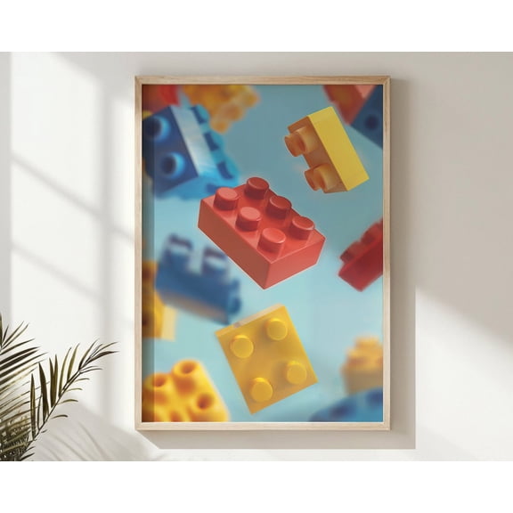 Nursery Playful Building Blocks Colorful Kids Wall Art UNFRAMED PAPER POSTER, Home Decor