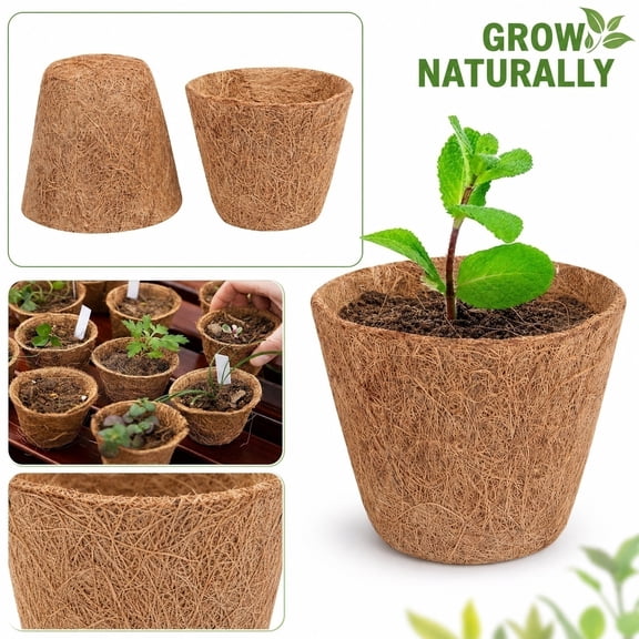 Nursery Pots, 4 Inch X 3 Inch Medium Coco Coir Nursery Pots for Plants, Biodegradable Coconut Fiber Planter Nursery Pots, Compostable Plant Pots for Plant Propagation, Alternative