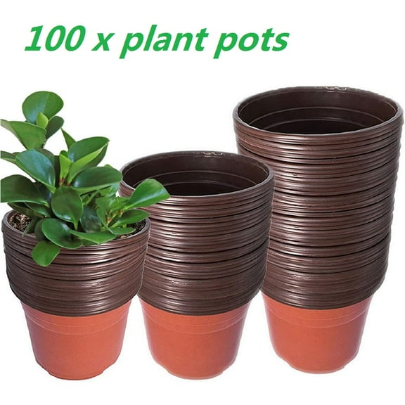 Nursery Pots Plant Pot, 6.3 inches Plastic Seedling Pots Starting Flowerpots, 100-Pcs