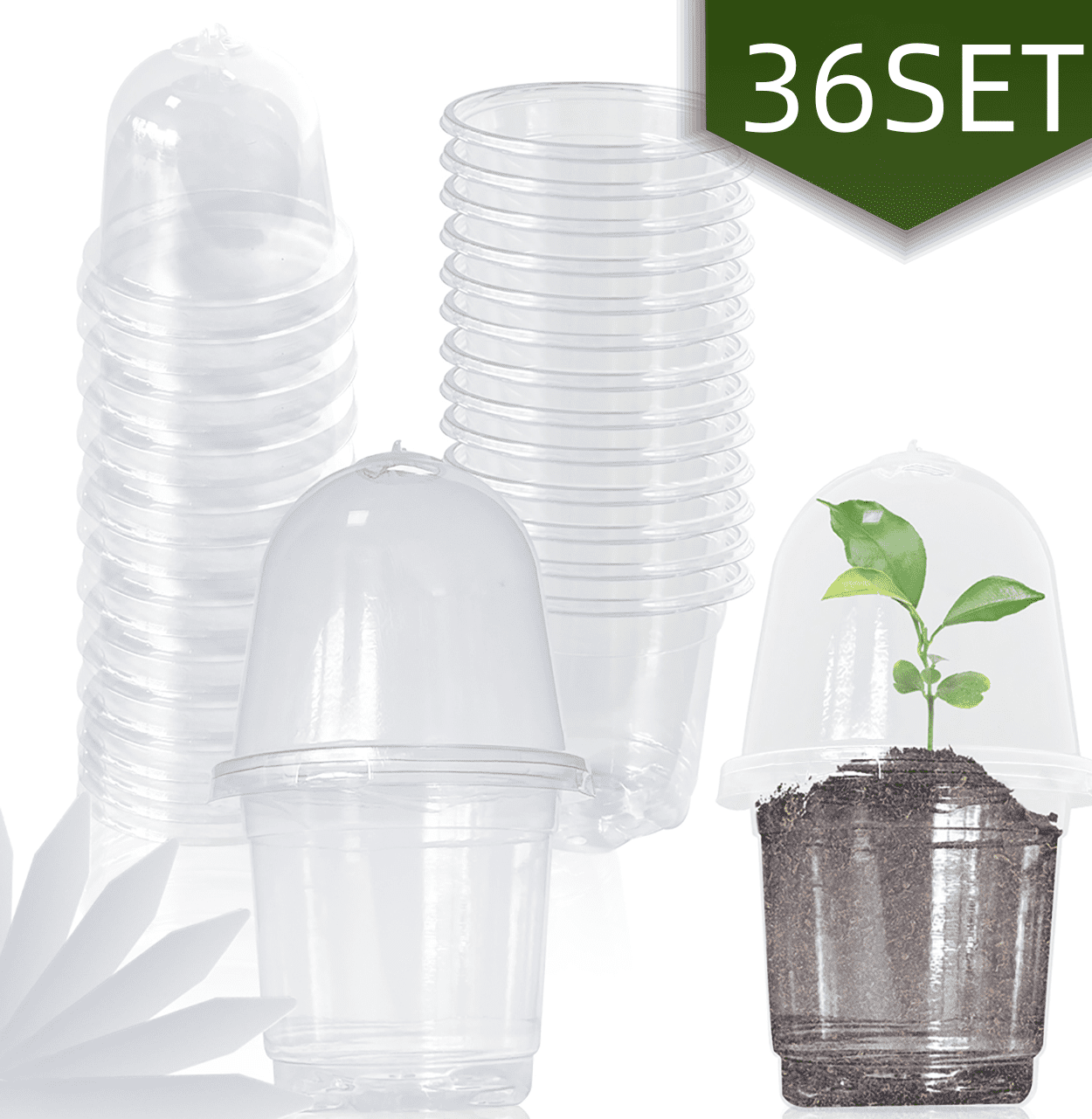 Nursery Pots with Humidity Dome Seed Starter Clear Plastic Gardening